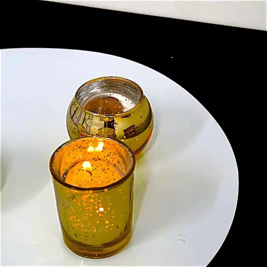 4E&rsquo;s Novelty 24 pcs Gold Mercury Glass Votive Candle Holder for Wedding Centerpieces, Parties & Home Decor {5}