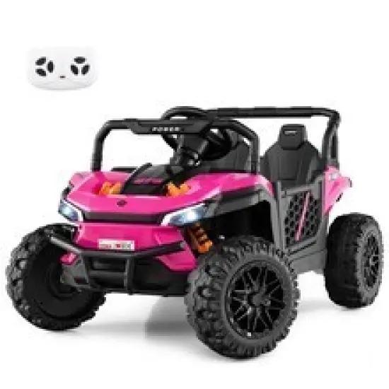 Red 12V Ride-On Truck Off-Road UTV for Kids with Parental Remote & LED Lights White {7}