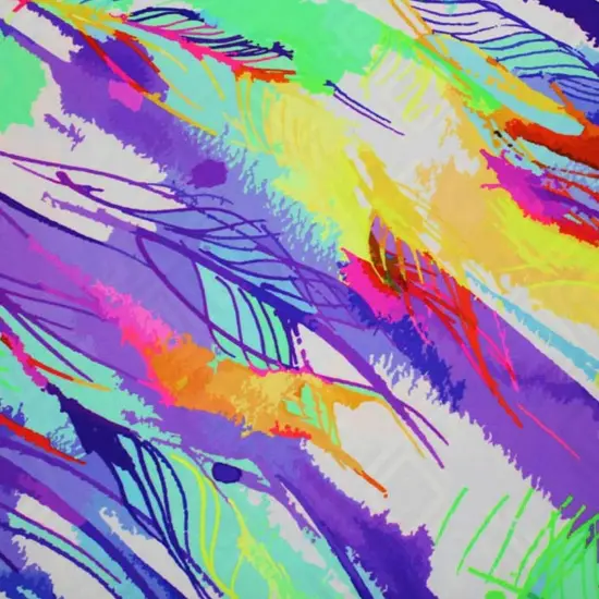 Multi Feather Neon Printed Spandex {2}