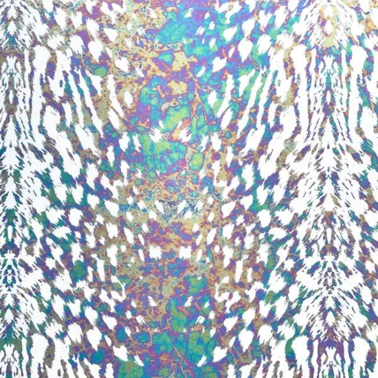 Naga Foil Printed Spandex Fabric White/Iridescent {1}