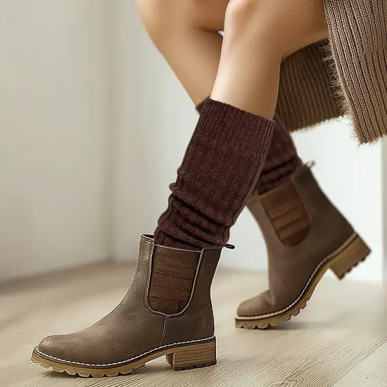 Wrapables Over The Knee Long Wool Blend Leg Warmers, Dark Brown {3}