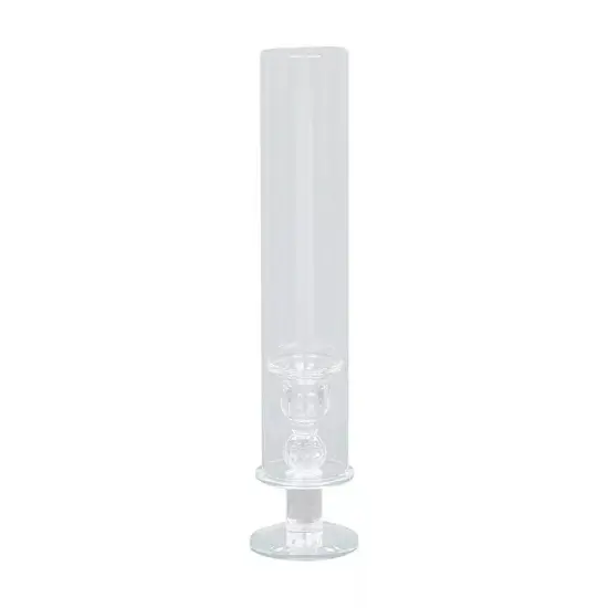 2 Clear 14" Crystal Hurricane Taper Candle Holders Cylinder Glass Shades Party {1}