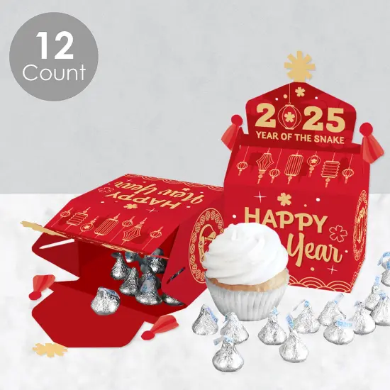 Big Dot of Happiness Lunar New Year - Treat Box Party Favors - 2025 Year of the Snake Goodie Gable Boxes - Set of 12 {4}