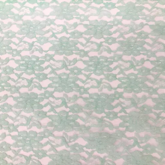 1 Yard Mint Rachelle Lace Fabric Sheer Floral Mesh for Dresses, Crafts & Decor 58&Prime;-60&Prime; Wide {1}