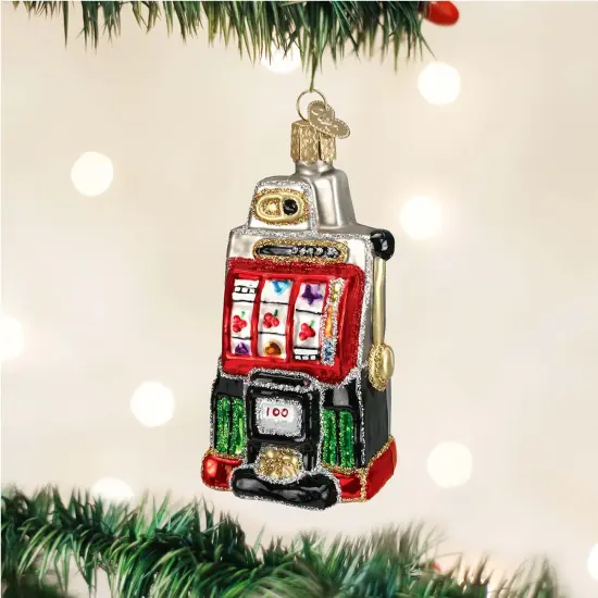 Old World Christmas 3.25 In Slot Machine Christmas Tree Ornament , Ornament Christmas Glittered Gambling Multicolored {3}