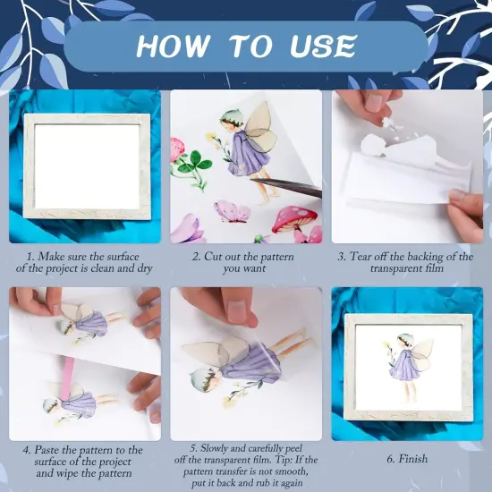 Blue Flower Rub on Transfers for Crafts - 6 Sheets {3}