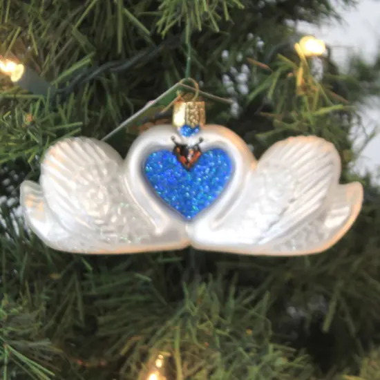 Old World Christmas 2.25 In Swans In Love Tree Ornament , Devotion Romance White {3}