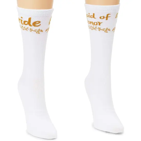 Bridal Party Socks for Maid of Honor & Bridesmaid Gifts (3 Pairs) White {6}