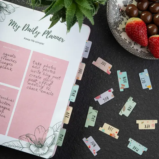 Laminated Planner Monthly Tabs, 24 Peel {5}