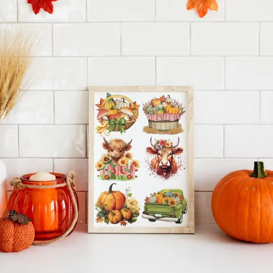 20 Sheets Fall Pumpkin Rub on Transfer {3}