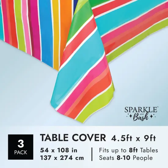 Cinco De Mayo Plastic Table Cover, Let's Fiesta Party Supplies (54 x 108 In, 3 Pack) Multicolor {3}