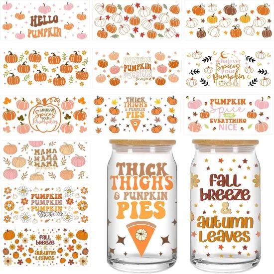 12 Sheets Fall Cup Wrap Transfer Stickers {1}