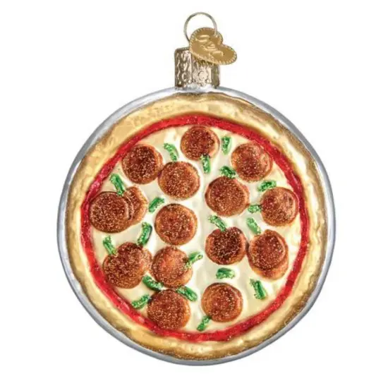 Old World Christmas 3.5 Inch Pizza Pie Christmas Tree Ornament , Deep Dish Pepperoni Multicolored {1}