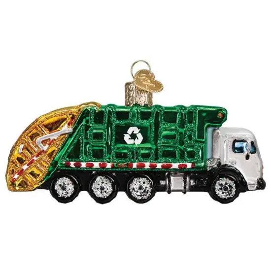 Old World Christmas 2.0 Inch Garbage Truck Tree Ornament , Specialized Truck Green {2}