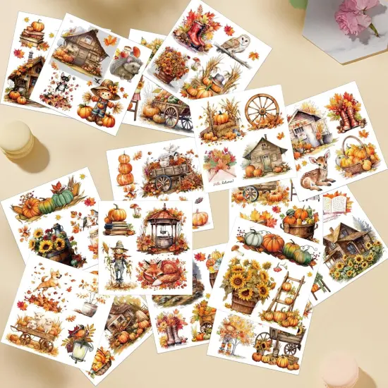 16 Pcs Fall Farmhouse Rub on Transfers for Crafts {4}