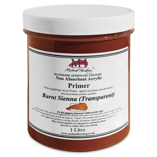 Michael Harding Non-Absorbent Acrylic Primer - Burnt Sienna (Transparent), 1 Liter, Jar {1}