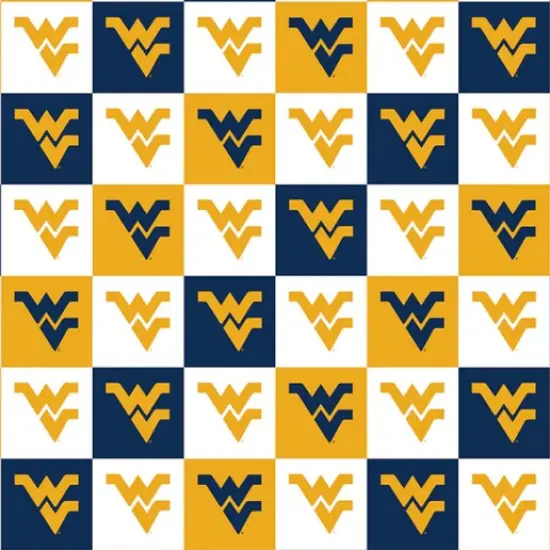 Licensed NCAA West Virginia Collegiate Check WV-1158 Cotton Fabric by the Yard {1}