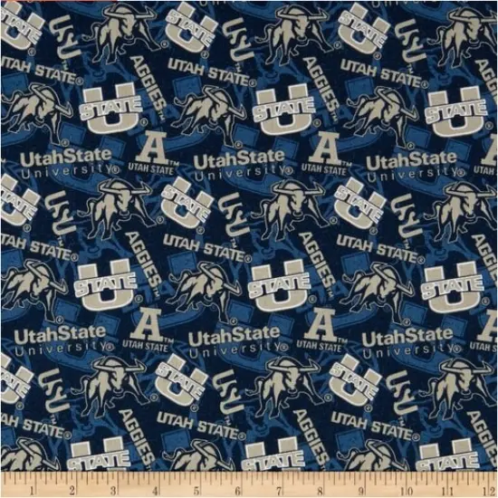 Licensed NCAA Utah State University Tone on Tone USU-1178 Cotton Fabric by the Yard {1}