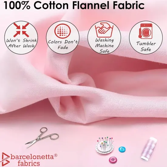 100% Cotton Flannel Fabric Super Soft 180GSM, Medium Weight (White, 1 Yard) {2}