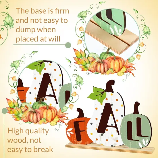 3 Pcs Fall Pumpkin Wooden Signs Tabletop Decor {3}