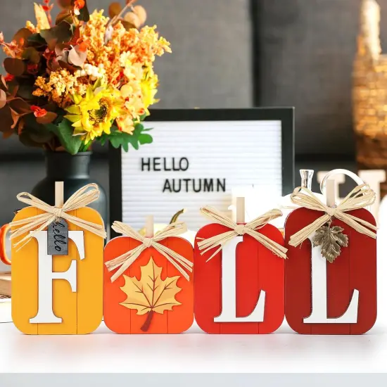 Fall Wooden Signs Table Decor {3}
