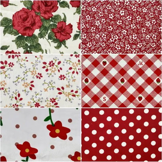 42Pcs Red Cotton Quilt Fabric Squares - 5''x5'' {2}