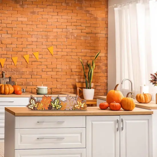 Lighted Fall Maple Leaves Table Decor {5}