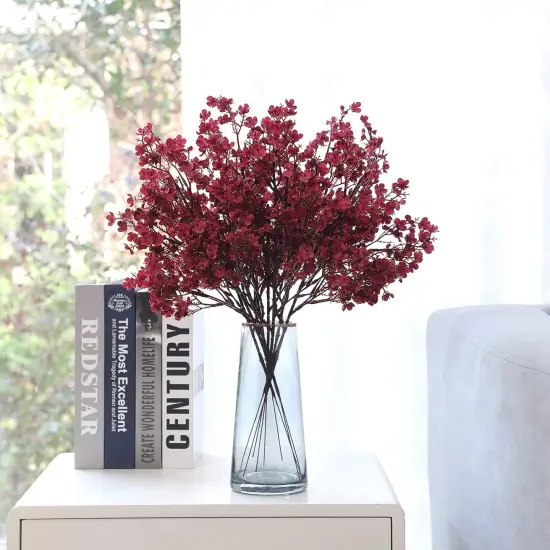 10 Pcs Babys Breath Artificial Gypsophila Flowers - Burgundy {4}