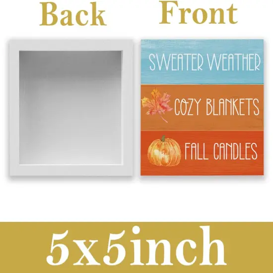 Farmhouse Retro Fall Tabletop Decorations 5 x 5 Inches {2}