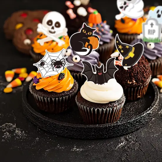 40Pcs Halloween Cupcake Toppers Picks {3}