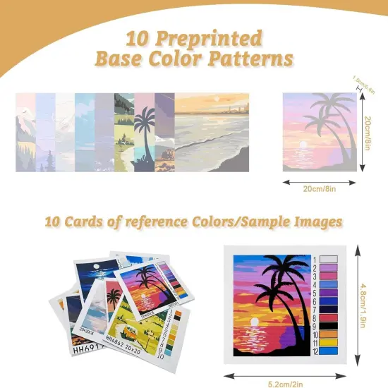 10 Pcs Pre Drawn Canvas Paint Kit - 8 x 8 (Scenery) {2}
