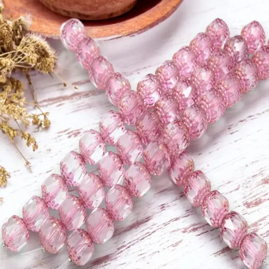 *12* 10mm Golden Bronze Washed Crystal Fire Polished Cathedral Beads {2}