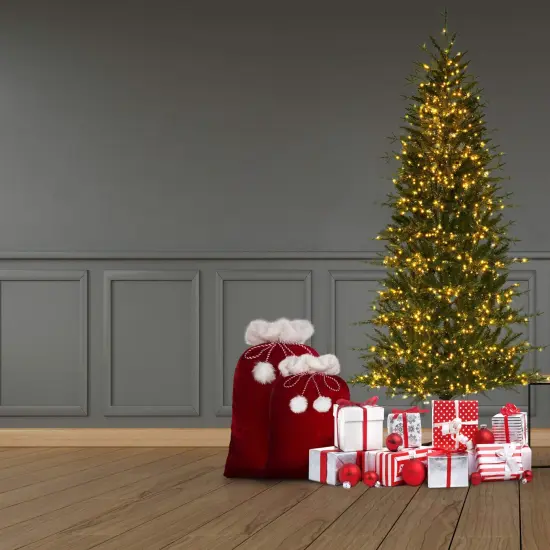 Deluxe Red and White Christmas Santa Bag Decor with White Fur Cuff {3}