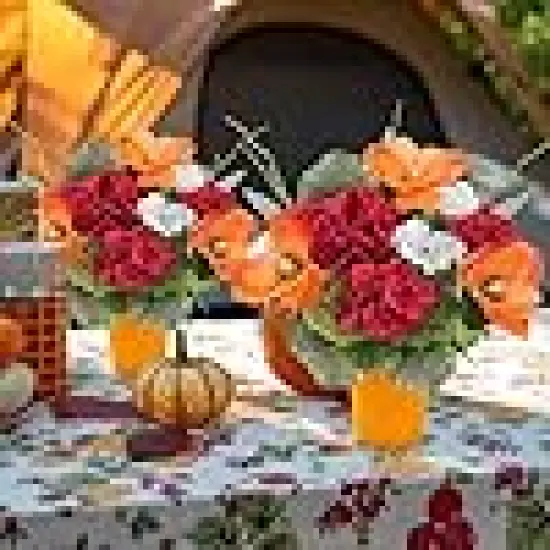 Orange Silk Flowers in Vase Centerpieces {2}