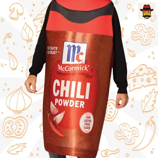 Adults McCormick Chili Powder Spice Costume Funny Food Bottle Look {6}