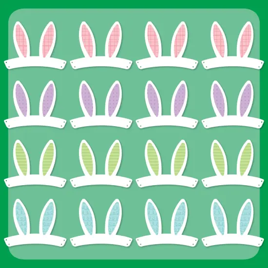 Big Dot of Happiness Easter Bunny Ears Headbands, Paper Easter Party Hats Craft, White Rabbit Ear Favors, DIY Spring Easter Decoration for Kids and Adults, Set of 16 {6}