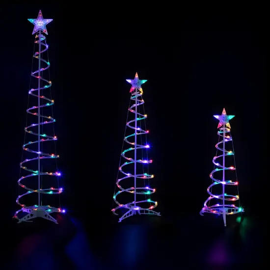Northlight LED Lighted Spiral Outdoor Christmas Trees - 3' 4' and 6' - Multicolor - Set of 3 White {1}