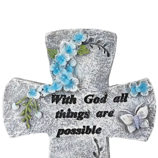 Northlight With God All Things Are Possible Floral Cross Statue - 6.75" Gray {7}
