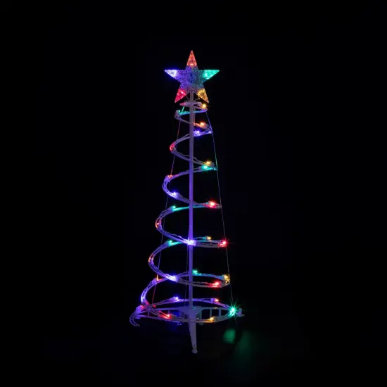 Northlight LED Lighted Spiral Outdoor Christmas Trees - 3' and 4' - Multicolor Lights - Set of 2 White {6}