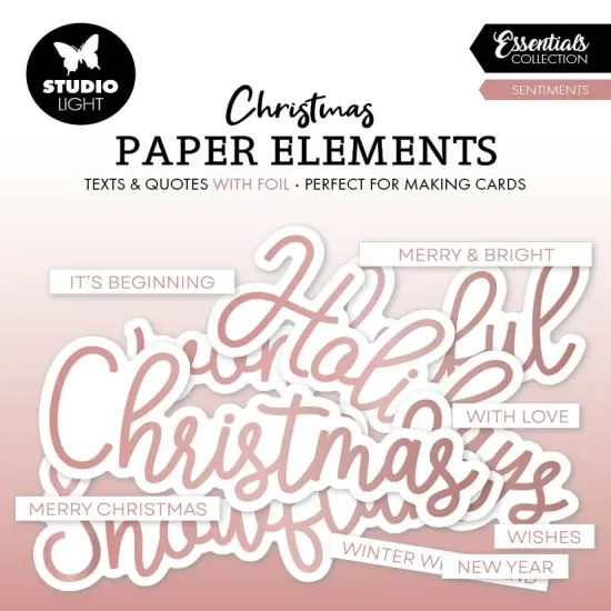 Studio Light Essentials Paper Elements 40/Pkg-Nr. 14, Rosegold Sentiments {1}