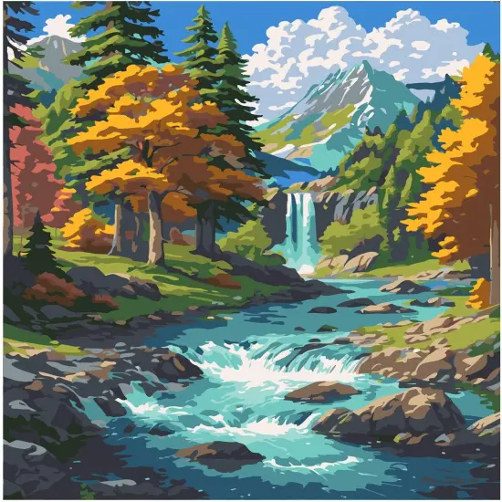 Mountain Stream Paint by Numbers Kit for Adults Mountains Canvas Painting Kit Beginner Landscape Oil Paint by Number Kits National Parks Kit for Adults Beginners 16x 20 in {1}