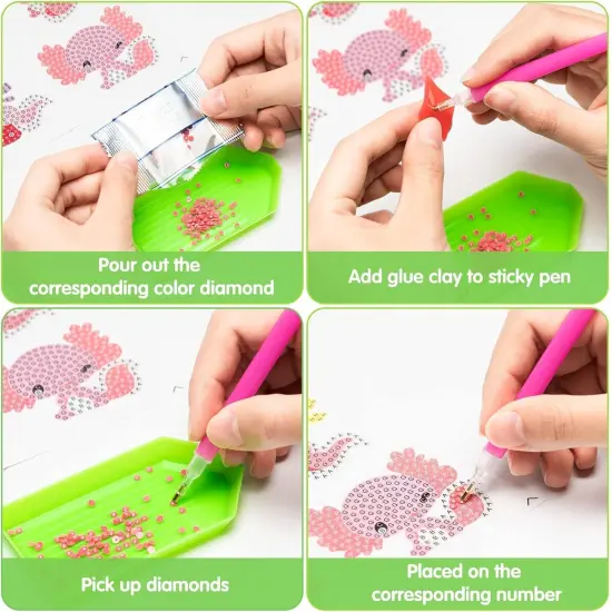 Diamond Art Kits - 12 Axolotl 5D DIY Creative Art Craft Mosaic Sticker for Kids&Adult Beginners Digital Diamond Art Parent Child Activity Kits Back to School Christmas Birthday Gifts {3}