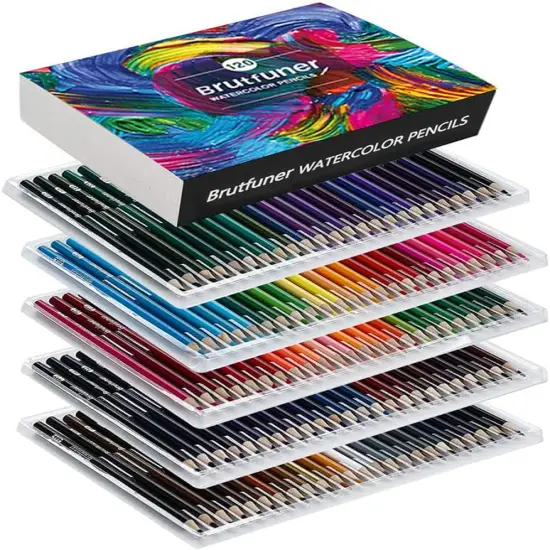 Watercolor Pencils 120 Professional Water Colored Pencils for Adult Coloring Book Blending Sketching {1}