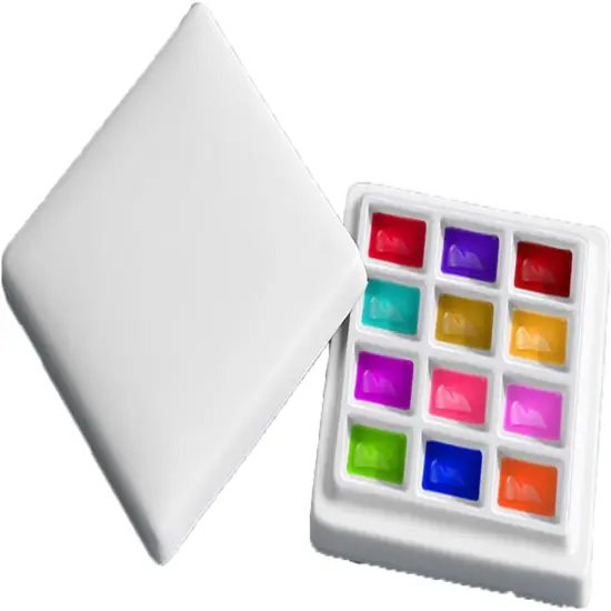 12 Wells Ceramic Palette with Covers Porcelain Paint Palette Mixing Tray for Painting Watercolor Gouache Arts & Crafts Accessories Organizer Mixing Colors {1}