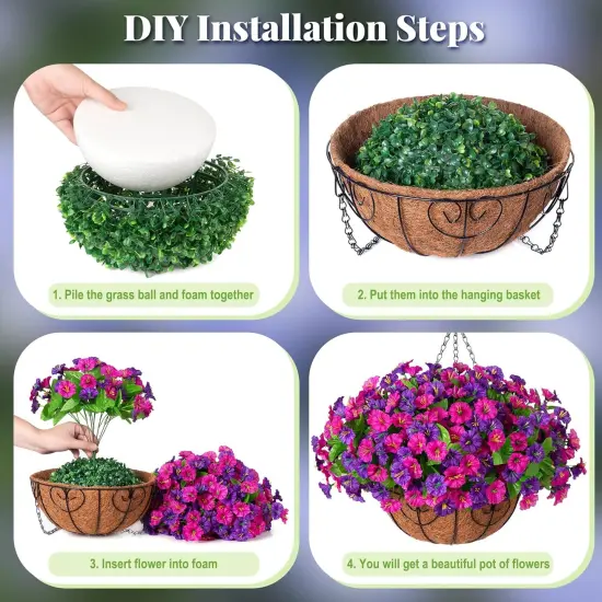 Artificial Fake Hanging Flowers with Basket {4}