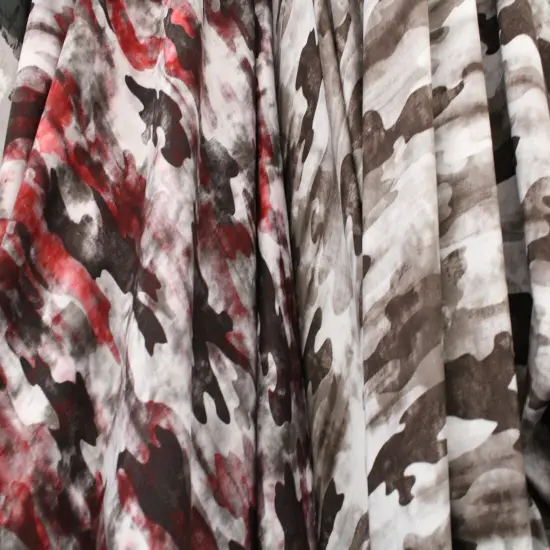 1 Yard Red Gray Camo Print Stretch Knit Fabric for Fitness Gear Performance Costumes Swim Projects 58/60 Inch Width {2}