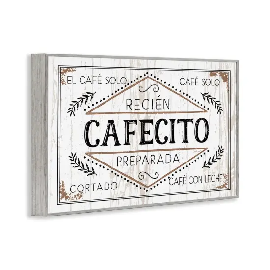 Stupell Industries Cafecito Reci&eacute;n Preparado Vintage Framed Giclee Art Gray Framed {3}