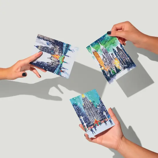 New York City Christmas Greeting Cards Boxed Set of 24 Holiday Notecards Featuring Iconic NYC Scenes, Ice Rinks, and Rockefeller Tree, Perfect for Festive Wishes {6}