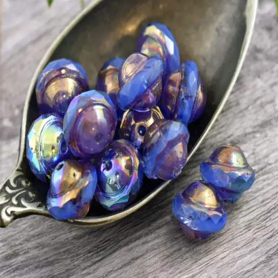 Bronze AB Washed Periwinkle Blue Saturn Beads - Choose Your Size {4}