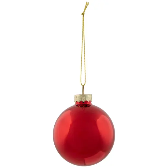 Northlight 2-Finish Glass Ball Christmas Ornaments - 2.5" (60mm) - Apple Red - 9ct {6}